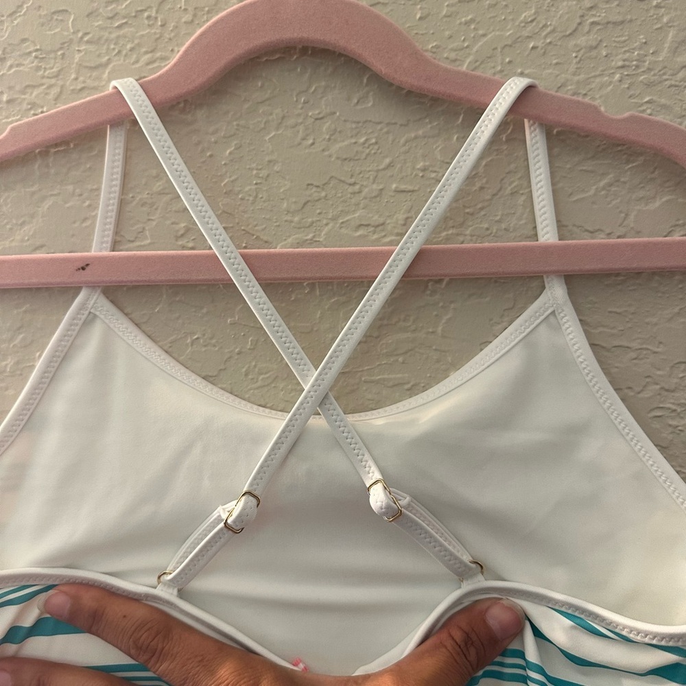 Vineyard Vines Blue And White Stripe Girls Large Bathing Suit - Picture 2 of 5